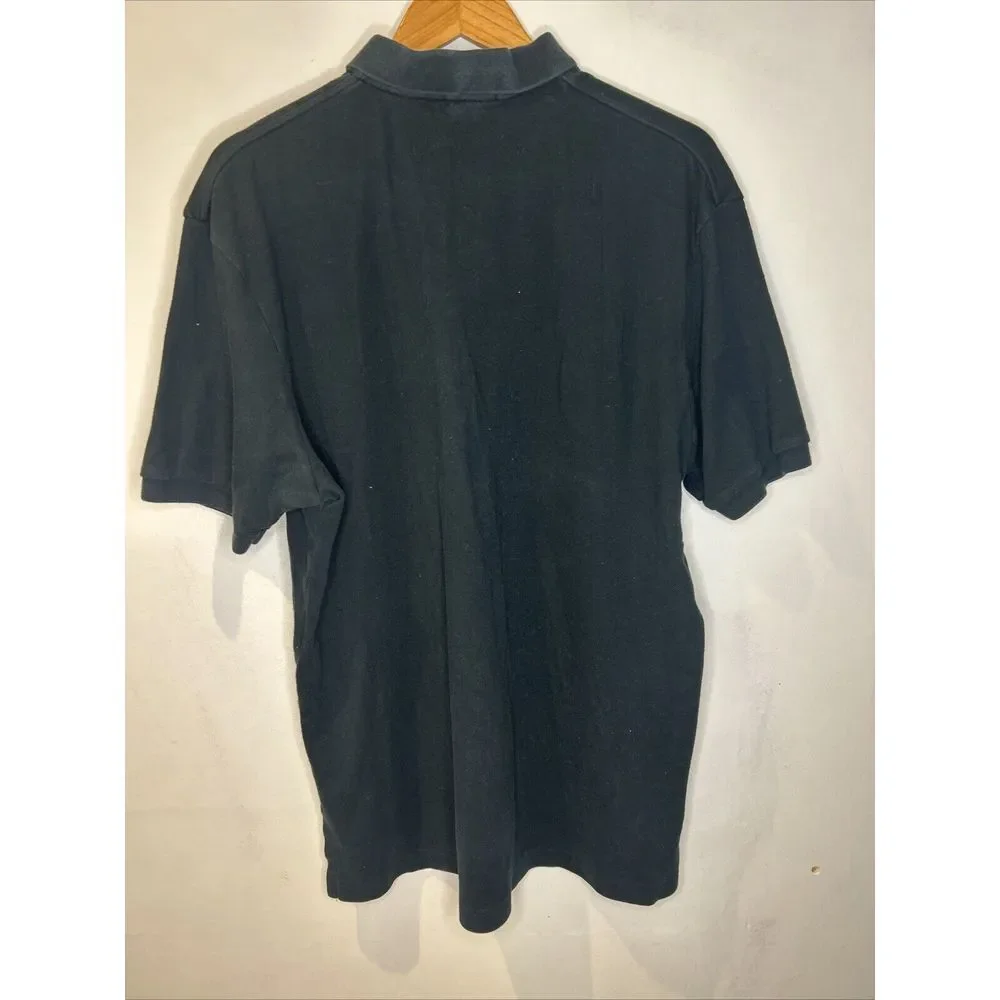 Polo Ralph Lauren Soft Shirt Mens XL Black Cotton Short Sleeve Golf- Blue Logo‎